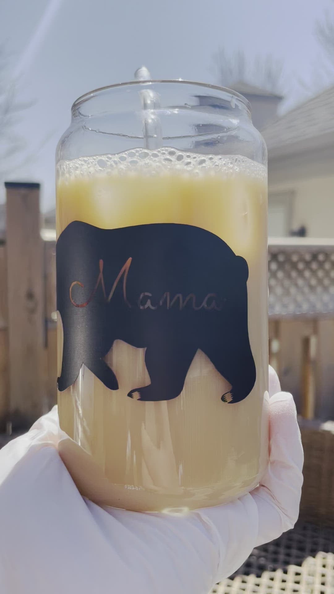 Mama Bear Soda Can Glass