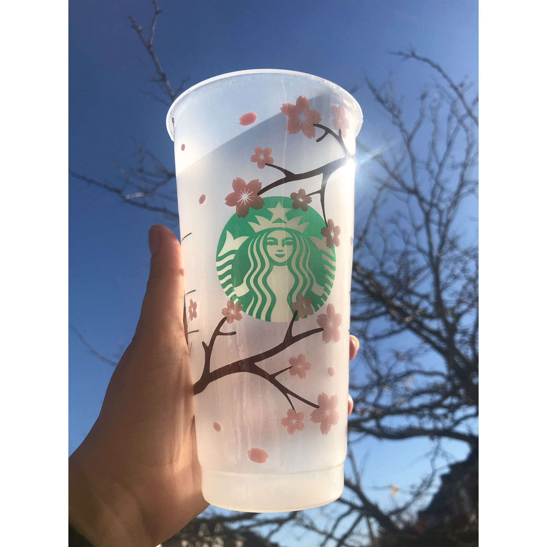 Hand Painted Cherry Blossom Custom Starbucks Cold Cup Any Flower