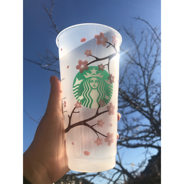 Starbucks Cherry Blossom Frosted Glass Tumbler – O'Desious Custom Design