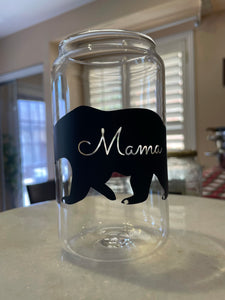 Mama Bear Soda Can Glass