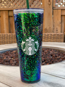 Dark Green Starbucks Snow Globe Tumbler Snow Globe Tumbler Glitter