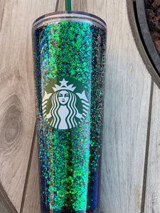 Blue Green Color Shifting Snowglobe Tumbler