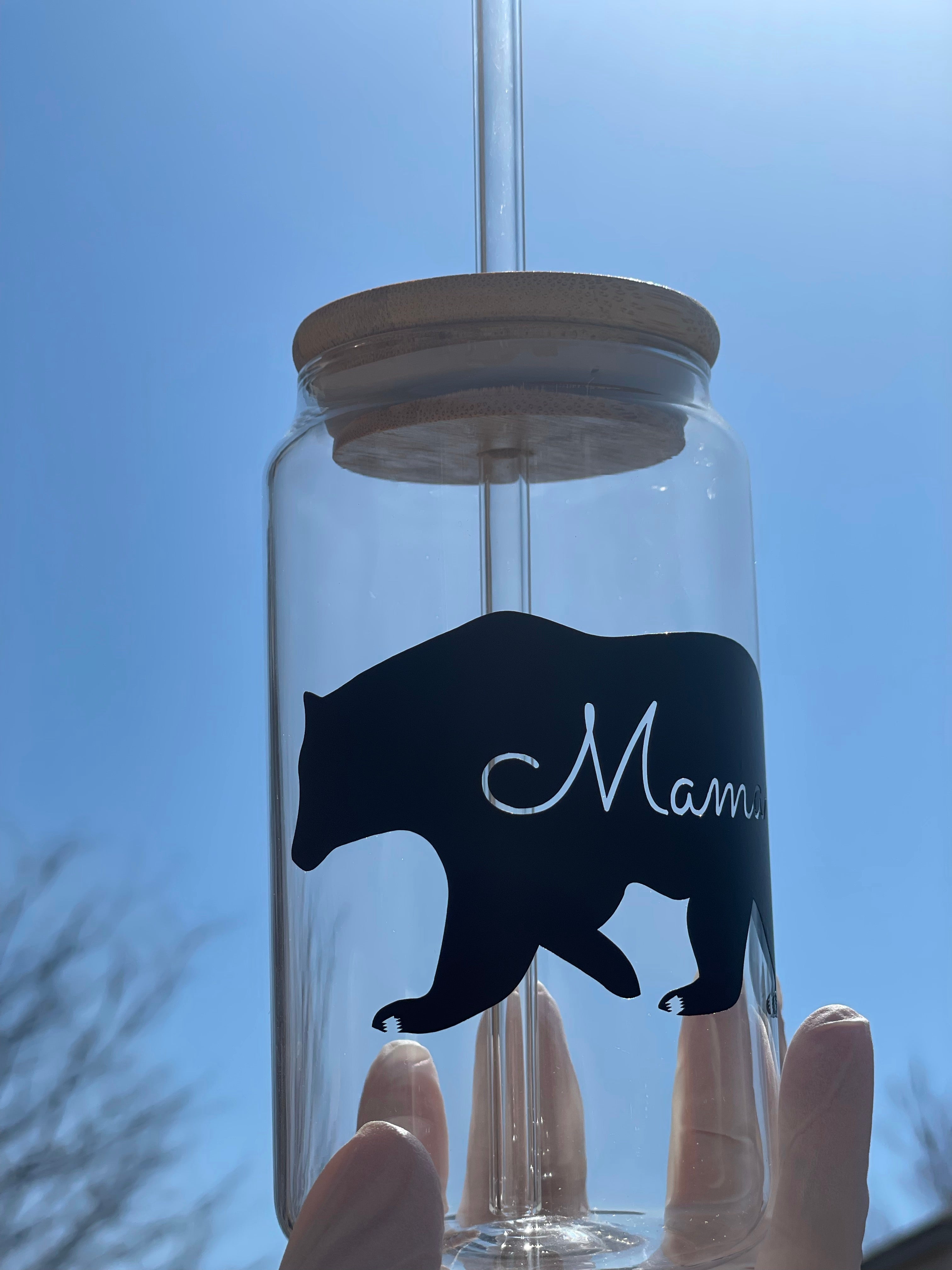 Mama Bear Soda Can Glass