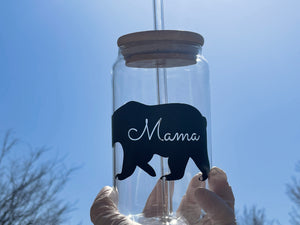 Mama Bear Soda Can Glass